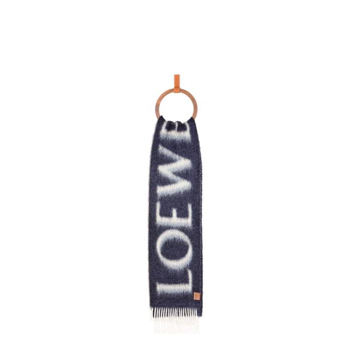 로에베 여성 스카프 숄 LOEWE scarf in wool&amp;mohair Navy/Grey F811257X03-4936이끌라로에베