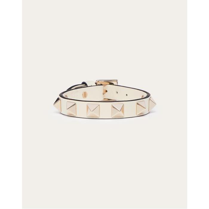 발렌티노 여성 팔찌 Rockstud Bracelet for Woman in Light Ivory | Valentino GB WJ0255VIT_I16이끌라발렌티노