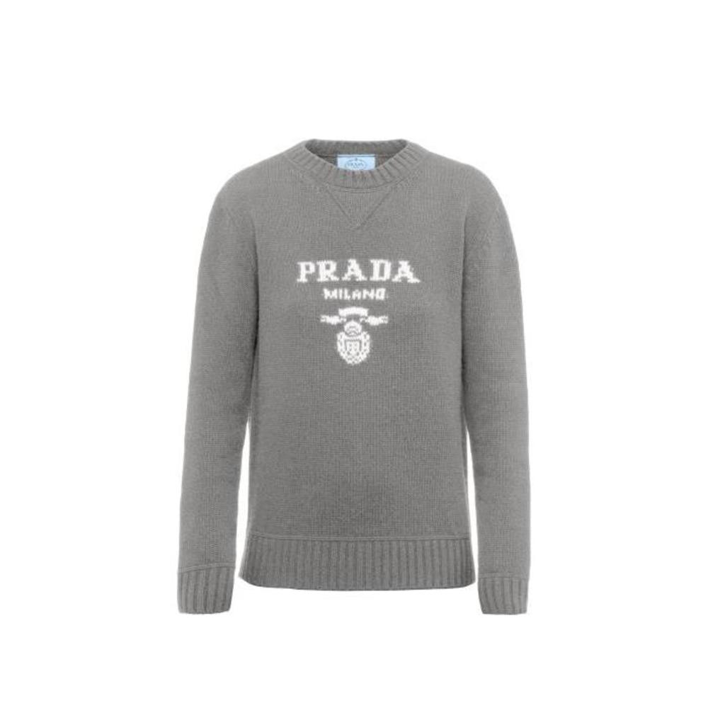 프라다 여성 니트웨어 P24G1V_1YMW_F0031_S_211 Cashmere and wool Prada logo crew neck sweater이끌라프라다