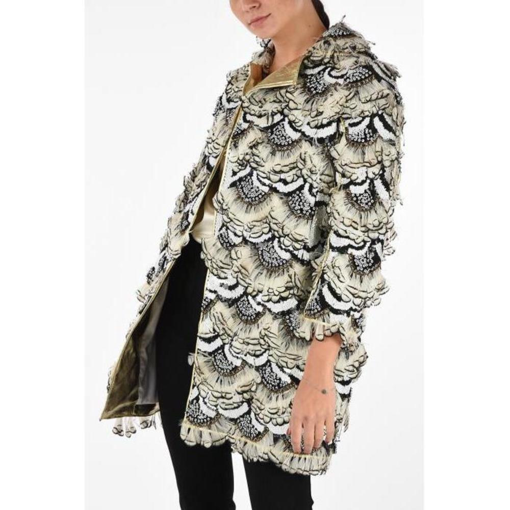 디스퀘어드 여성 코트 Sequined Coat with Feathers P219749이끌라디스퀘어드
