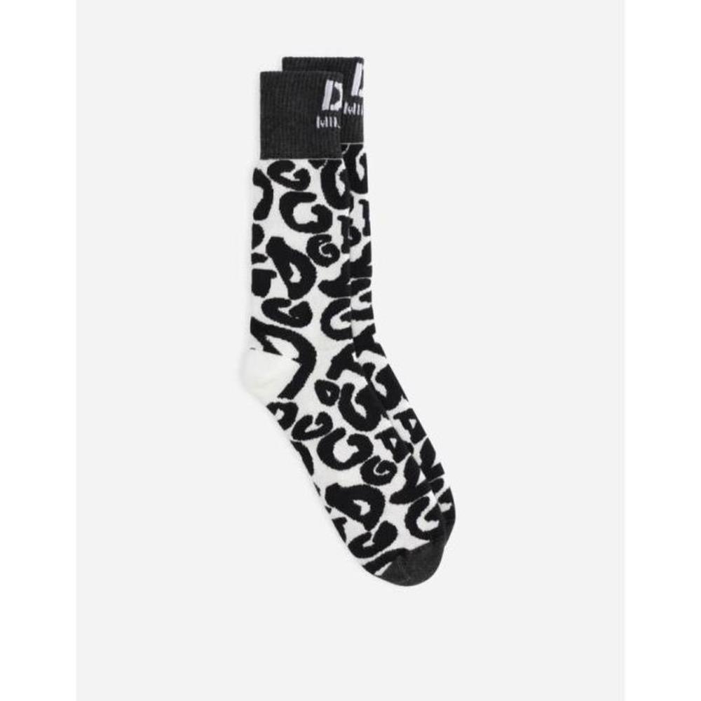 돌체앤가바나 남성 양말 Stretch cotton socks with jacquard DG logo GXG55TJACKVS9000이끌라돌체 앤 가바나