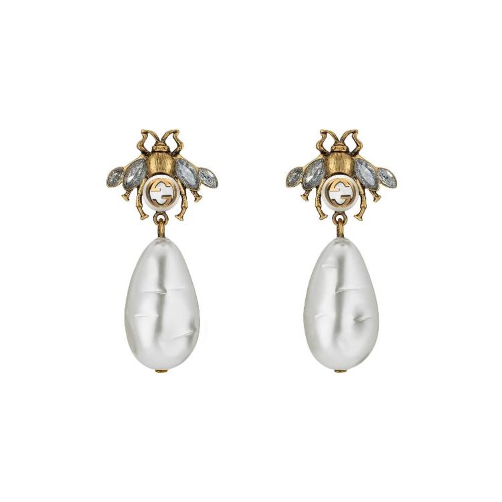 구찌 여성 반지 490312 J1D51 8062 Bee earrings with drop pearls이끌라구찌