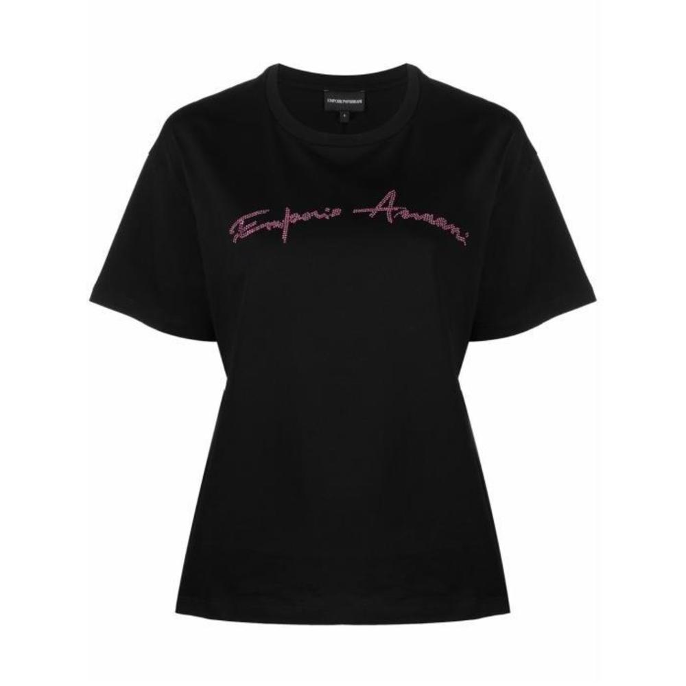 아르마니 여성 블라우스 셔츠 로고 프린트 반소매 티셔츠 3L2T7B2J4EZ이끌라아르마니
