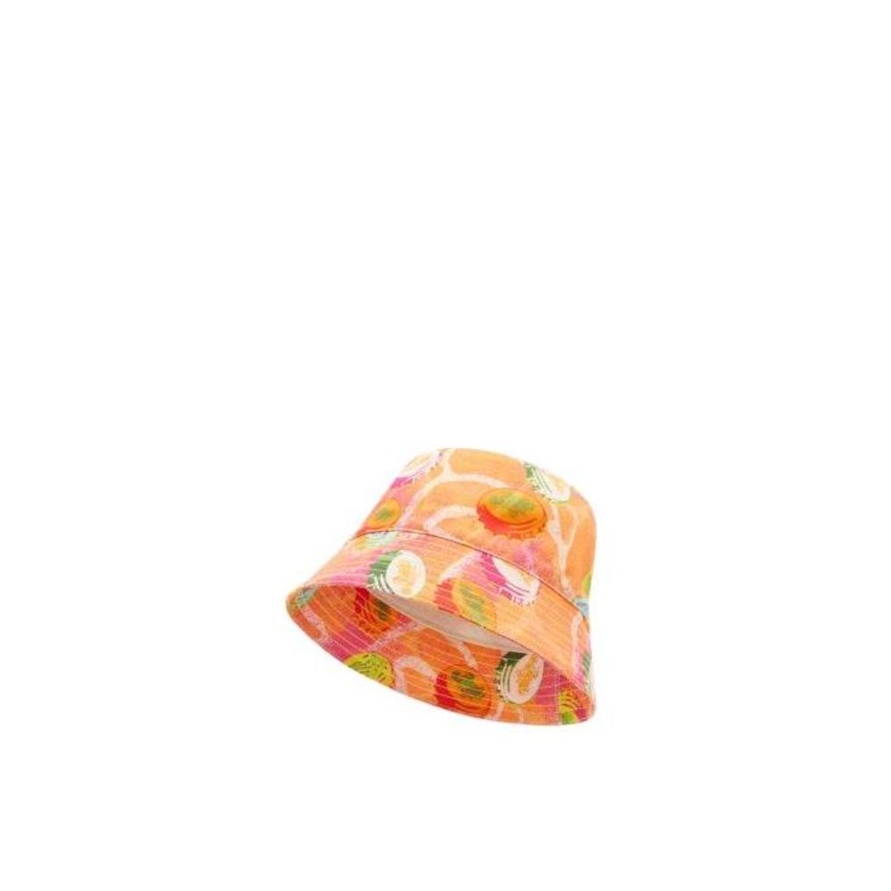 로에베 여성 모자 Caps bucket hat in canvas&amp;calfskin Orange K820HB1X21이끌라로에베