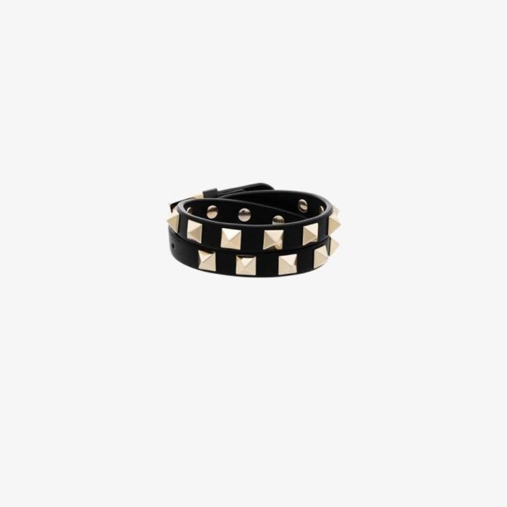 베르사체 여성 팔찌 black rockstud leather wrap bracelet 14113654_WJ0703VIT이끌라발렌티노