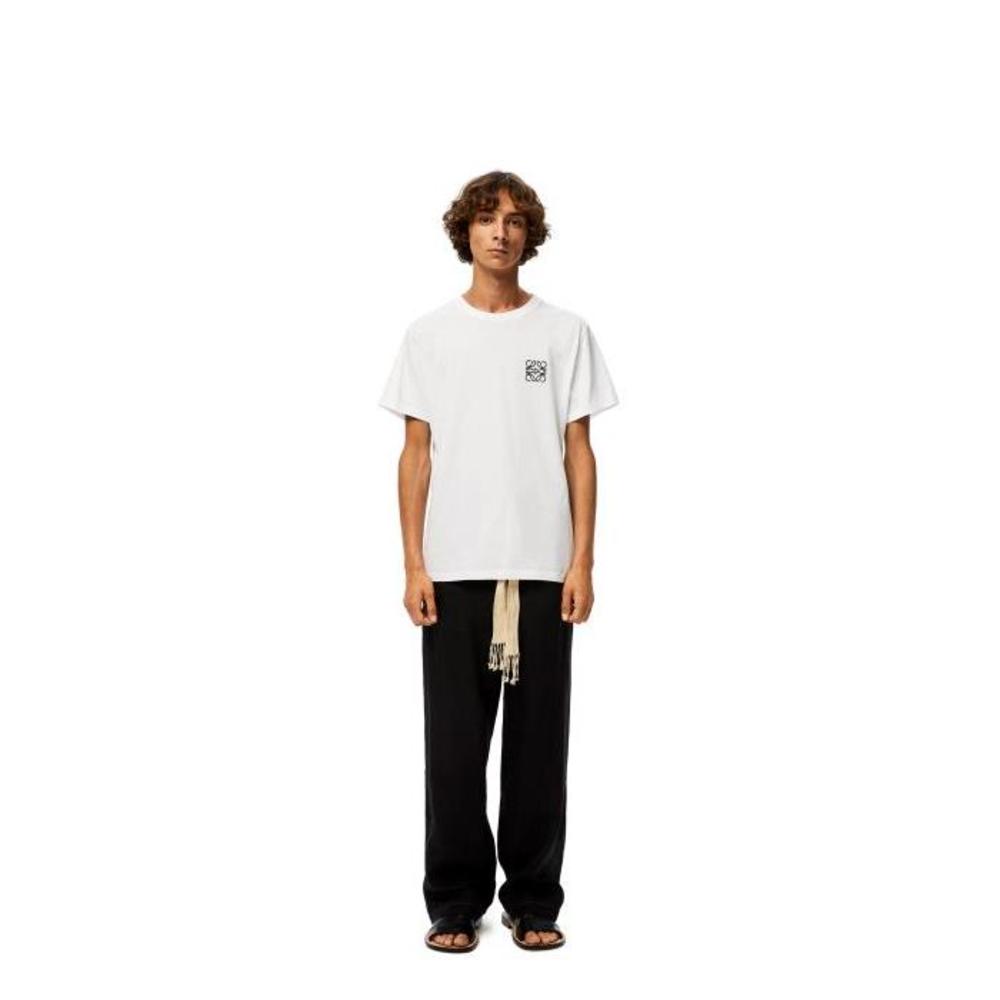 로에베 남성 티셔츠 맨투맨 Anagram embroidered t shirt in cotton White H6109230CR이끌라로에베