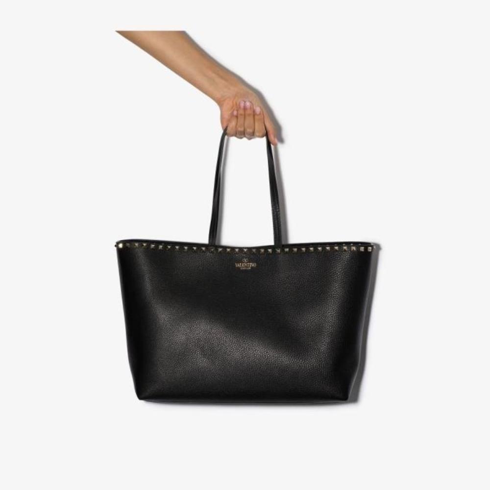 베르사체 여성 토트백 탑핸들백 Black Rockstud Leather Tote Bag 18121237_WB0B70VSF이끌라발렌티노