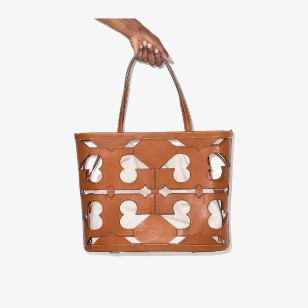 토리버치 여성 토트백 탑핸들백 Brown Double T cutout Logo Leather Tote Bag 17997480_134574이끌라토리버치