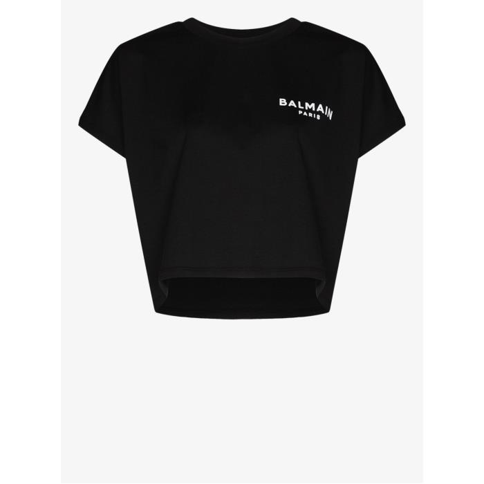 발망 여성 티셔츠 맨투맨 Black cropped logo cotton T shirt 15700258_WF1EE005B013이끌라발망