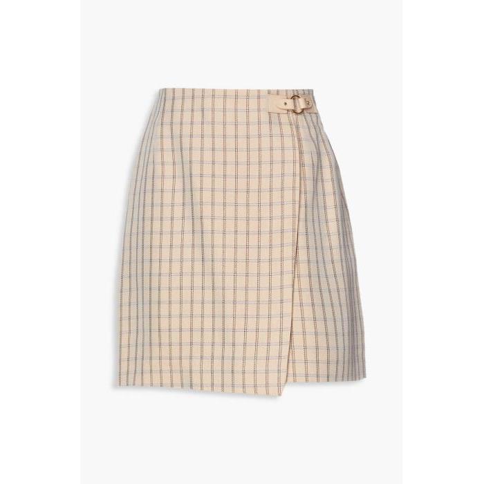 산드로 여성 스커트 Neutral Meredith checked twill mini wrap skirt | SANDRO | THE OUTNET 38063312419905004이끌라산드로