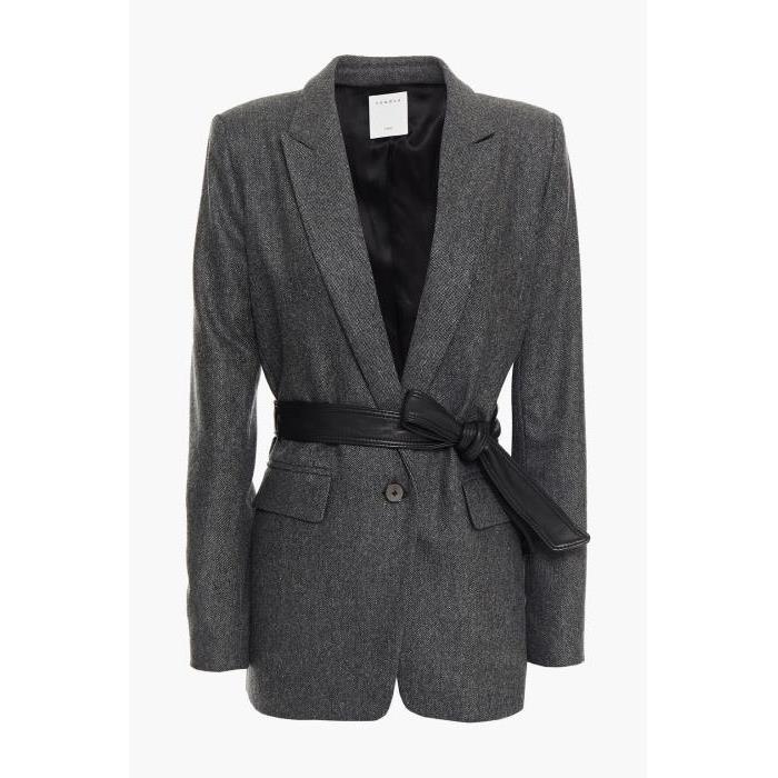 산드로 여성 자켓 블레이저 Dark gray Belted wool blend blazer | SANDRO | THE OUTNET 24768216127733585이끌라산드로