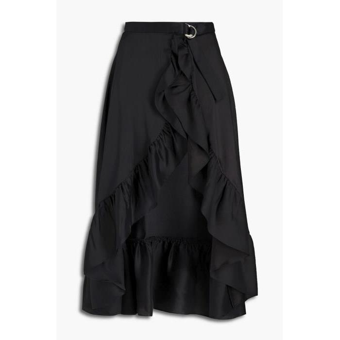 산드로 여성 스커트 SANDRO Ilona asymmetric ruffled satin twill skirt | Sale up to 70% off | THE OUTNET 38063312419883688이끌라산드로