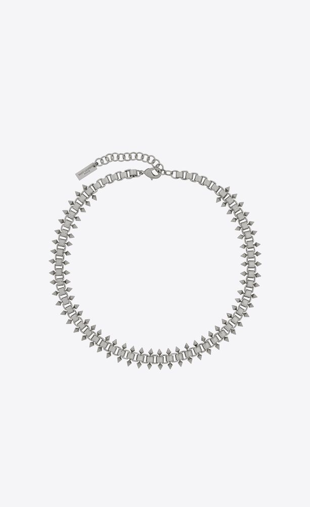 생로랑 여성 목걸이 704693Y15008126 square and spikes short chain necklace in metal이끌라생로랑