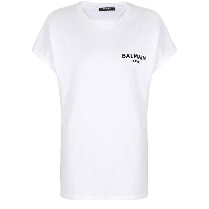 발망 여성 티셔츠 맨투맨 발망 스몰 프록트 로고 친환경 디자인 코튼 티셔츠 BLM459H9WHT4TAAA00이끌라발망
