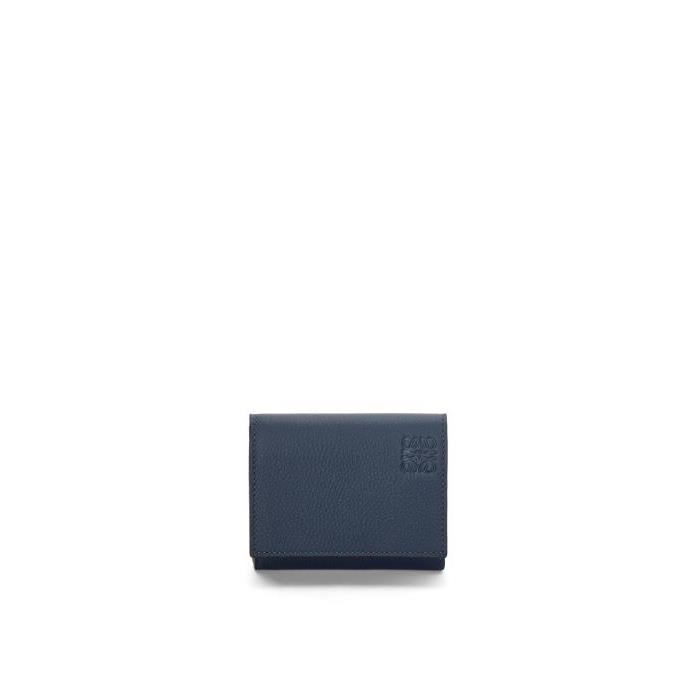 로에베 남성 반지갑 Trifold wallet in soft grained calfskin Onyx Blue C660TR2X02-1809이끌라로에베