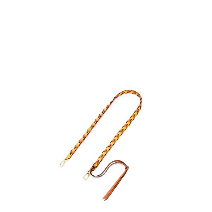 로에베 남성 기타액세서리 Braided thin strap in classic calfskin Mandarin/Coral Reef C073Y37X01-9062이끌라로에베