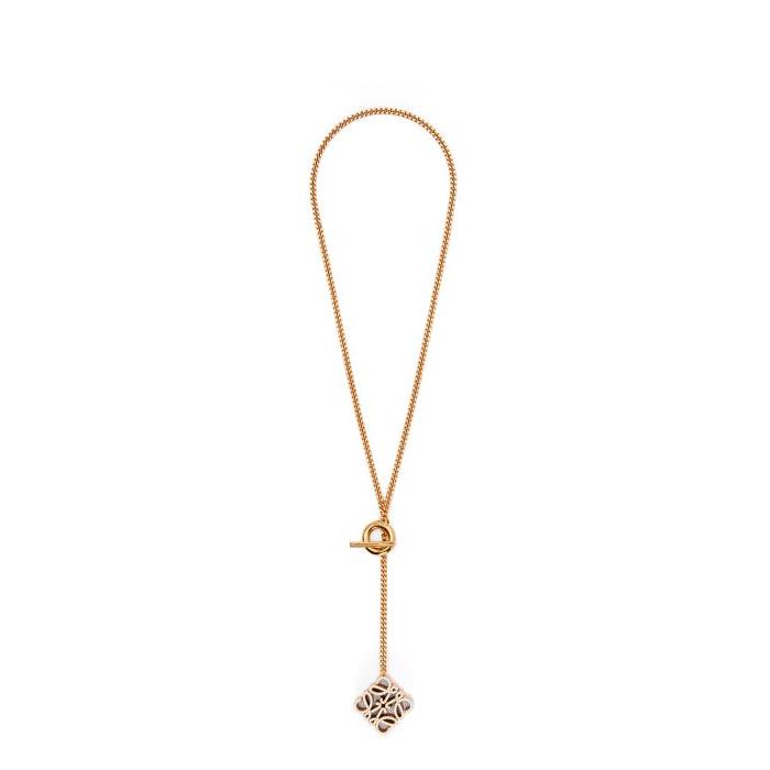 로에베 여성 목걸이 Pave Anagram necklace in sterling silver&amp;crystal Gold J821241X19-8130이끌라로에베