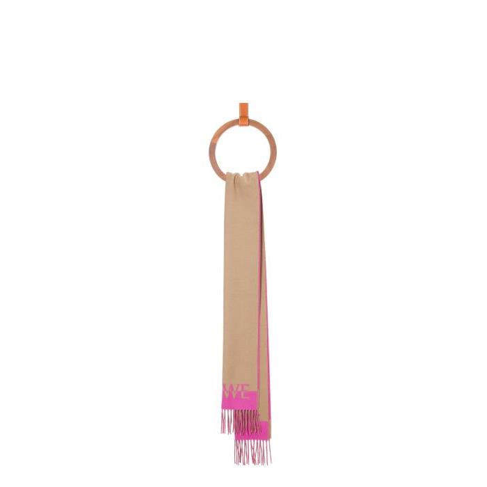 로에베 남성 스카프 숄 Bicolour LOEWE scarf in wool&amp;cashmere Light Caramel/Pink F606257X53-3613이끌라로에베