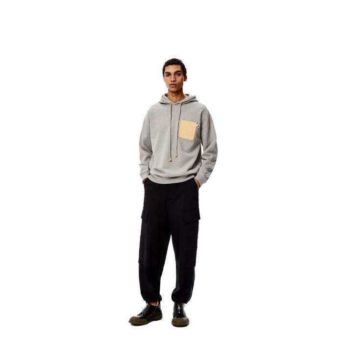 로에베 남성 후드티 후드집업 Relaxed fit hoodie in cotton Grey H526Y25J12-1120이끌라로에베