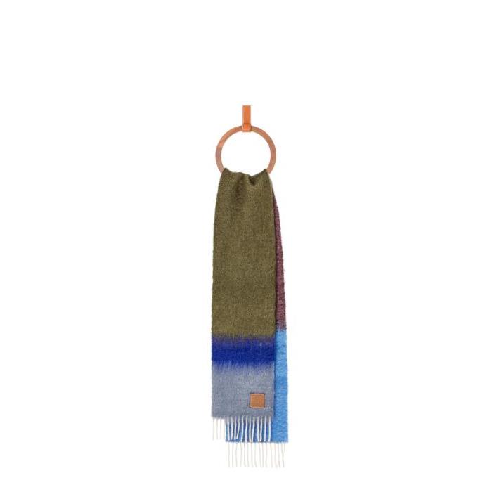 로에베 남성 스카프 숄 Stripe scarf in wool&amp;mohair Green F606257XAG-4100이끌라로에베