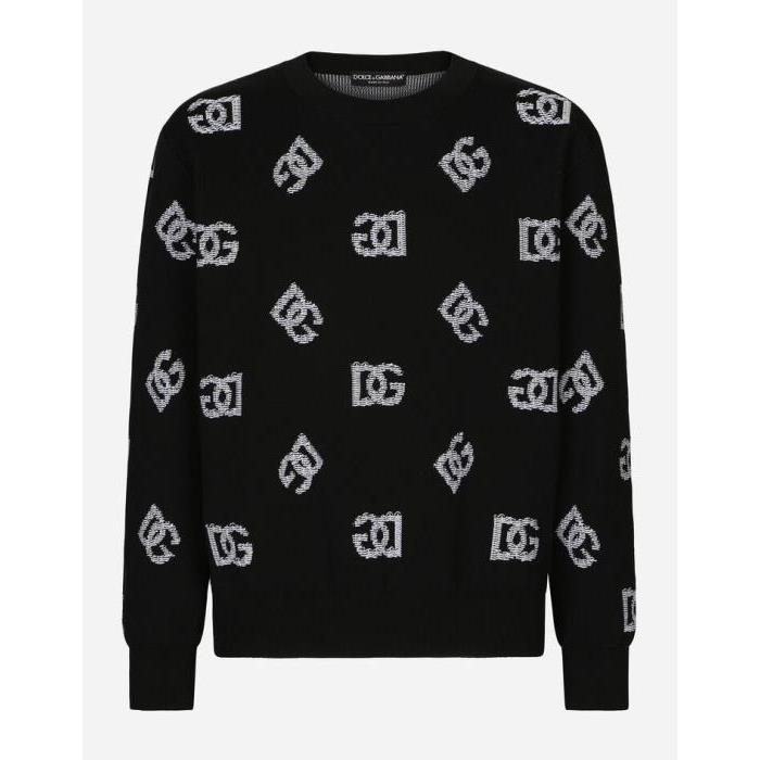 돌체앤가바나 남성 니트웨어 Round neck technical jacquard sweater with DG detailing GXK73TJDMR5S9000이끌라돌체 앤 가바나