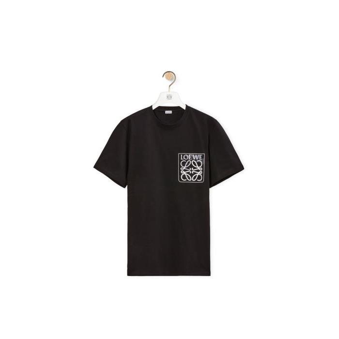 로에베 남성 티셔츠 맨투맨 Regular fit T shirt in cotton Black H526Y22X25-1100이끌라로에베