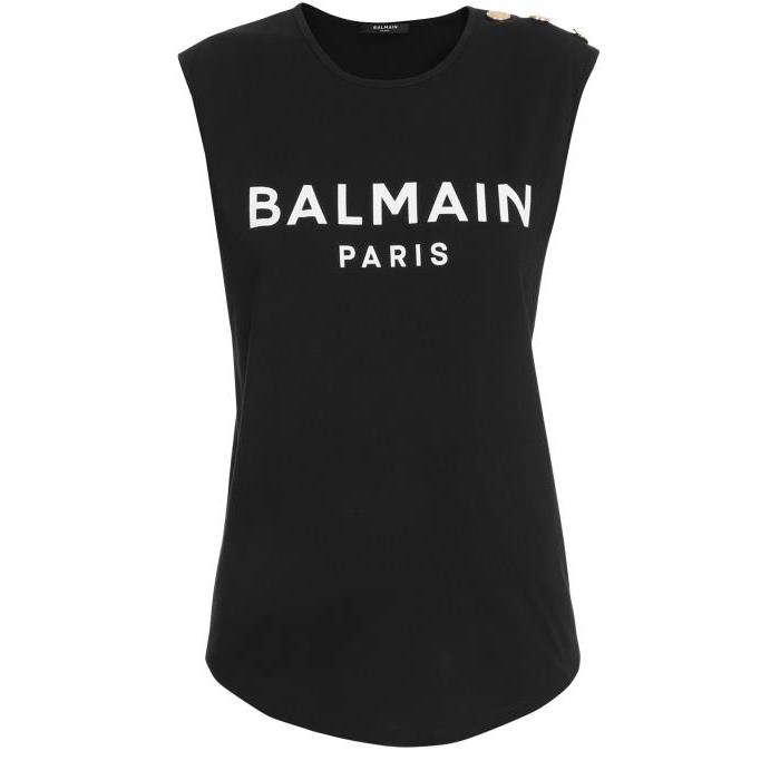 발망 여성 티셔츠 맨투맨 발망 로고 프린트 친환경 디자인 코튼 티셔츠 BLM93PGBBCKS2AAA00이끌라발망
