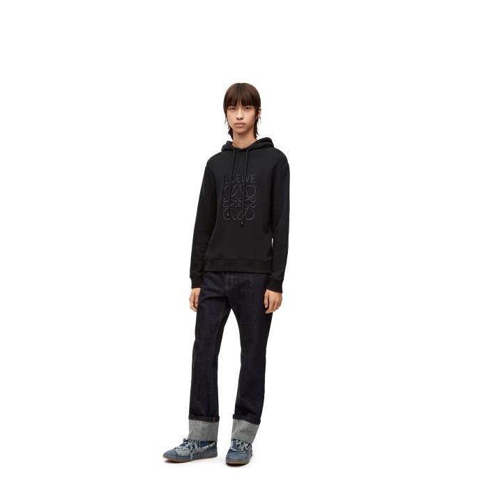 로에베 남성 후드티 후드집업 LOEWE Anagram regular fit hoodie in cotton Black/Black H526Y25X02-1185이끌라로에베