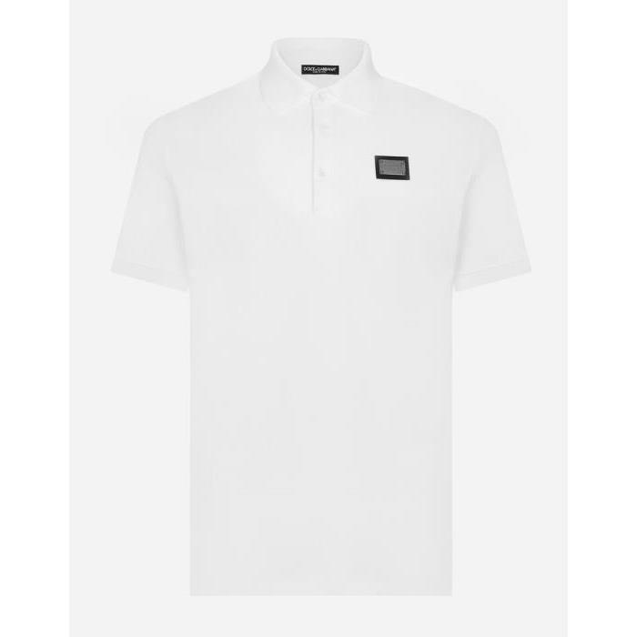 돌체앤가바나 남성 티셔츠 맨투맨 Cotton pique polo shirt with branded tag G8PL4TG7F2HW0800이끌라돌체 앤 가바나
