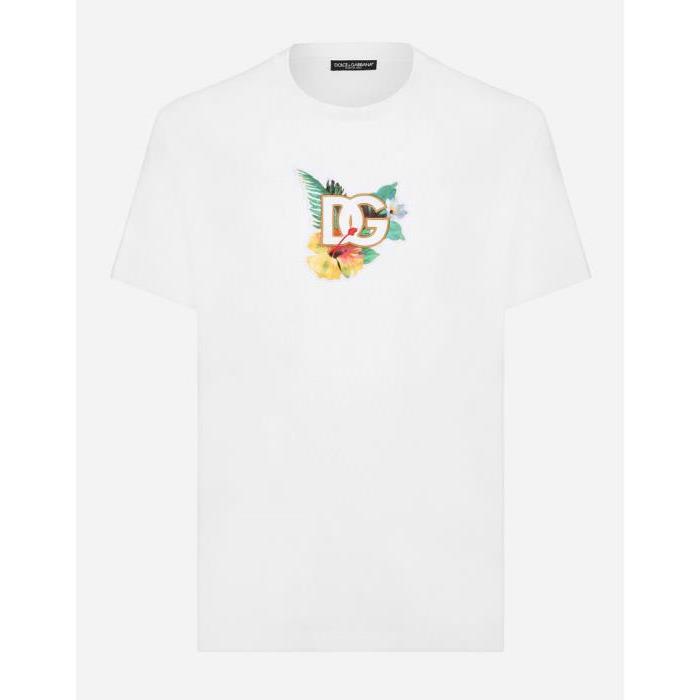 돌체앤가바나 남성 티셔츠 맨투맨 Hawaiian print round neck T shirt with DG embroidery G8PT1ZFU7EQW0800이끌라돌체 앤 가바나