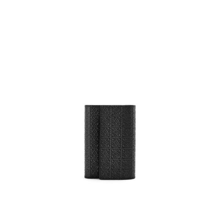 로에베 여성 반지갑 Repeat small vertical wallet in embossed silk calfskin Black C499S97X07-1100이끌라로에베