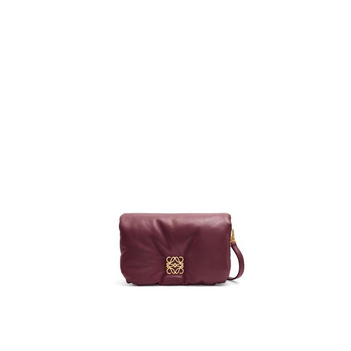 로에베 여성 숄더백 크로스백 Mini Puffer Goya bag in shiny nappa lambskin Burgundy A896W56X01-7110이끌라로에베