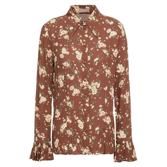 마이클코어스 여성 블라우스 셔츠 Fluted floral print silk georgette shirt 22250442026409828이끌라마이클코어스