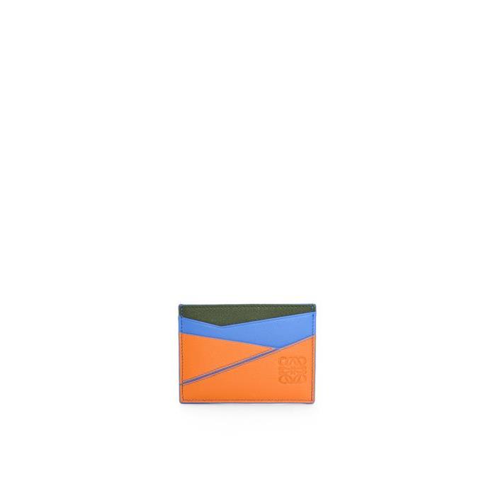 로에베 남성 카드지갑 Puzzle plain cardholder in classic calfskin Seaside Blue/Bright Orange C510V33X04-3061이끌라로에베