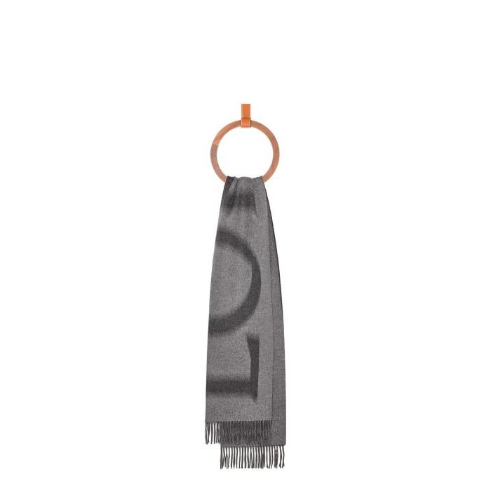로에베 여성 스카프 숄 LOEWE scarf in wool&amp;cashmere Light Grey/Dark Grey F540257X18-1131이끌라로에베
