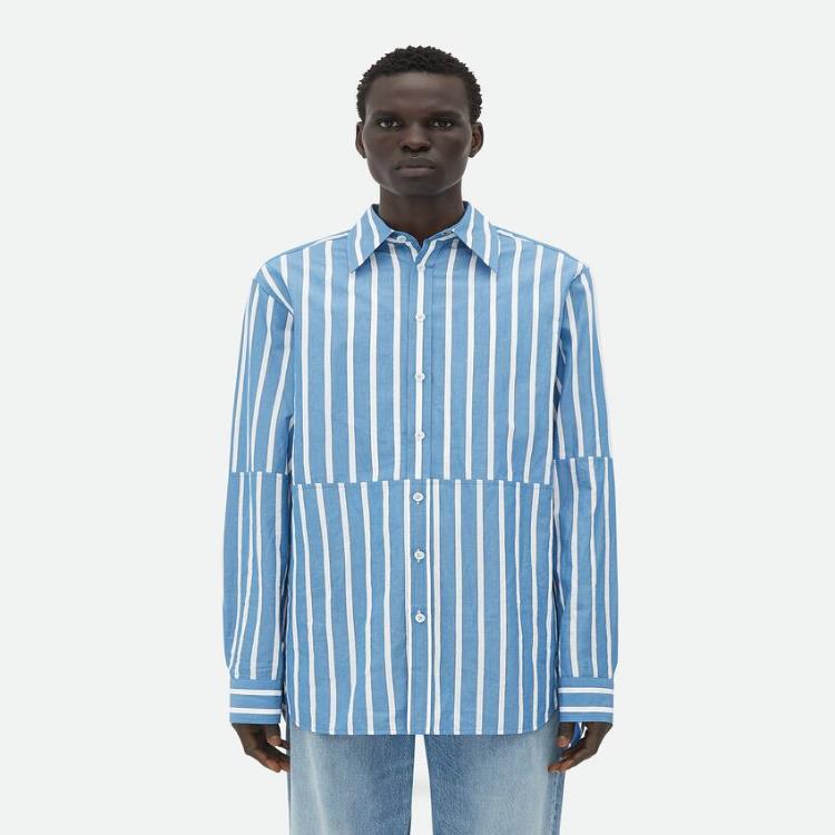 보테가베네타 남성 셔츠 Cotton And Linen Relaxed Striped Shirt 750011V35M04268이끌라보테가베네타