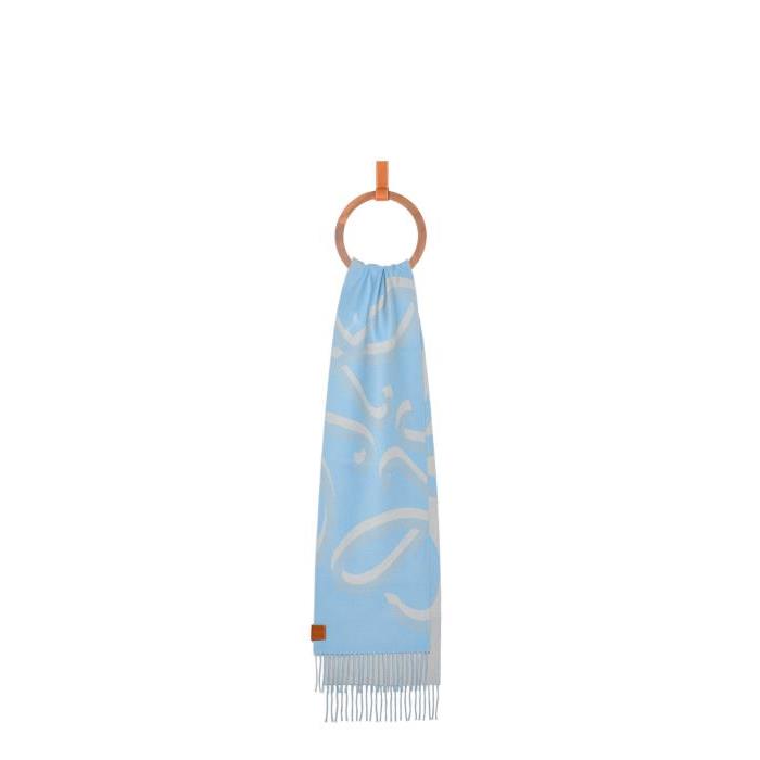 로에베 여성 스카프 숄 Scarf in wool&amp;cashmere Light Blue F606257XAH-5140이끌라로에베