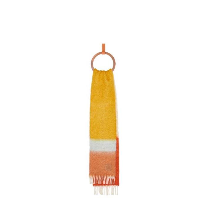 로에베 여성 스카프 숄 Stripe scarf in mohair&amp;wool Camel/Multicolor F811257X22-3429이끌라로에베