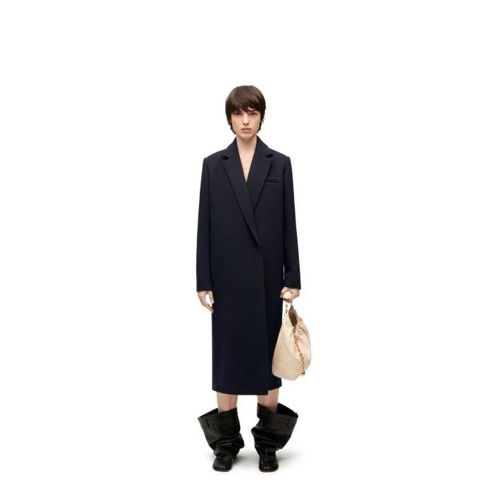 로에베 여성 코트 Tailored coat in wool Midnight Blue S540Y01X78-5440이끌라로에베