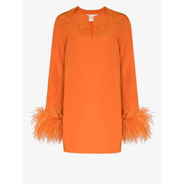 발렌티노 여성 원피스 Orange Feather Trim Mini Dress 18364197_BVA0004H2이끌라발렌티노