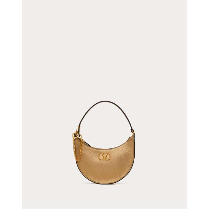 발렌티노 여성 숄더백 크로스백 Vlogo Signature Mini Hobo Bag In Metallic Grainy Calfskin for Woman in Antique Brass Dark | Valentino GB WP0W19VLX_PML이끌라발렌티노