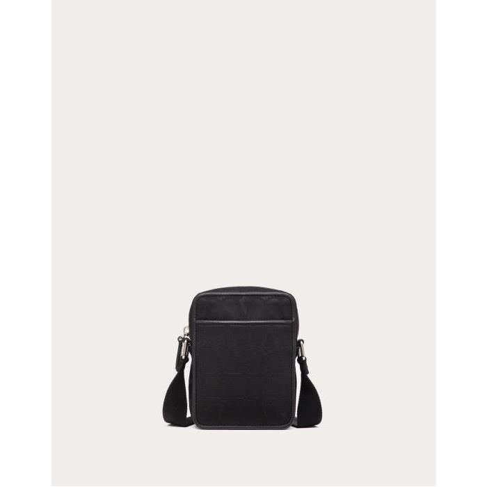발렌티노 남성 숄더백 크로스백 Small Black Iconographe Nylon Shoulder Bag for Man in Black | Valentino GB YB0C30CSH_0NO이끌라발렌티노