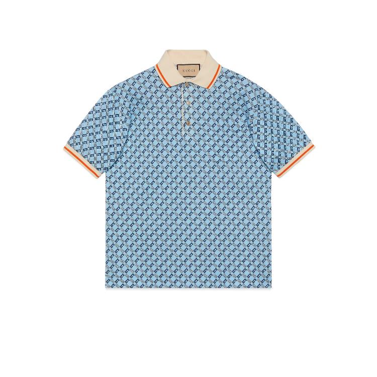 구찌 남성 티셔츠 맨투맨 742385 XJFGF 4311 Geometric G cotton piquet polo shirt이끌라구찌