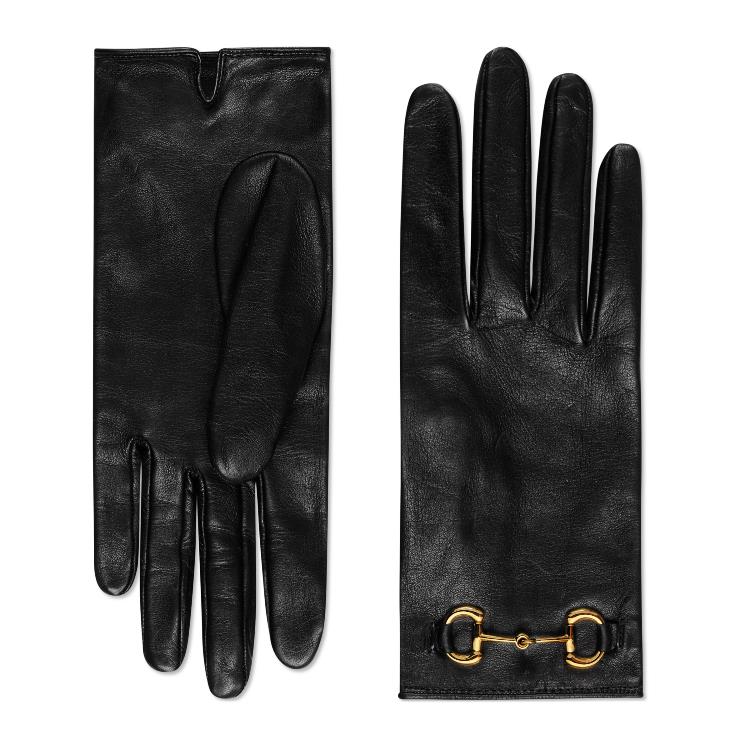 구찌 여성 장갑 787389 BAP00 1000 Leather gloves with Horsebit이끌라구찌