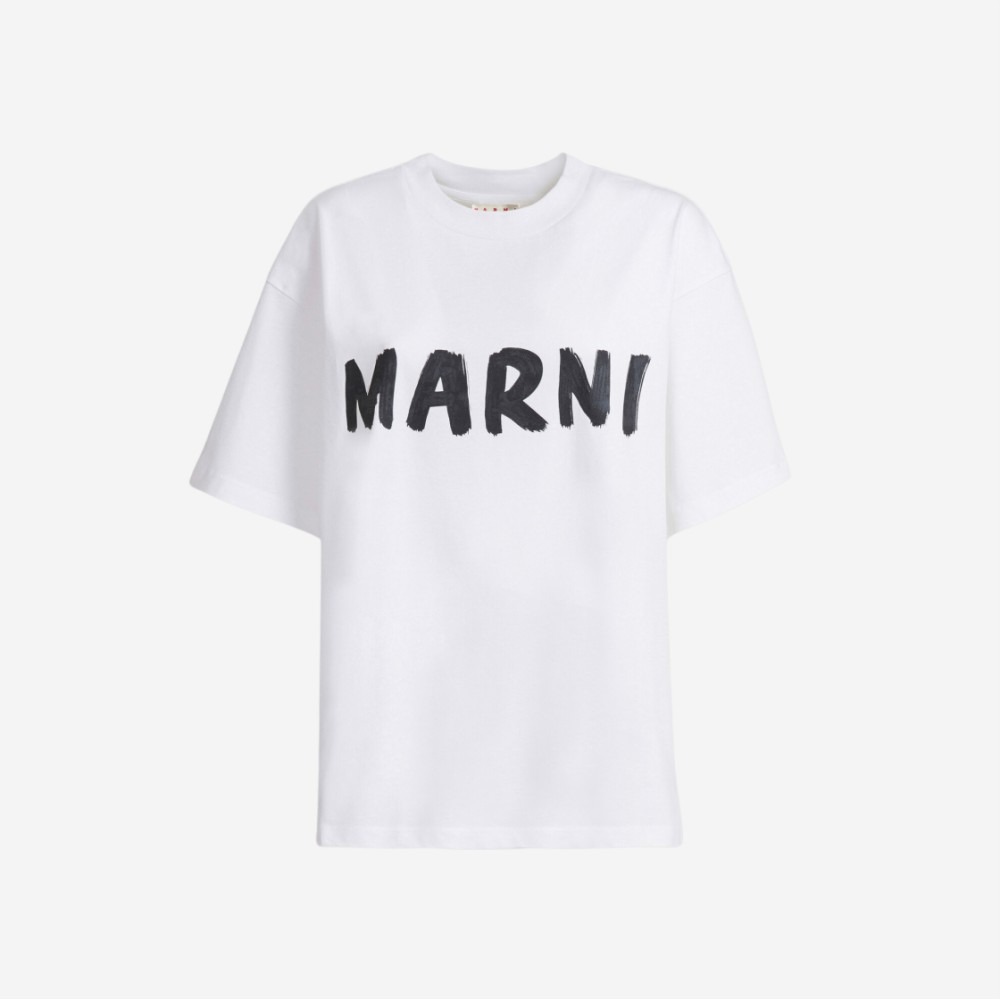 (W) 마르니 로고 바이오 코튼 티셔츠 릴리 화이트이끌라마르니