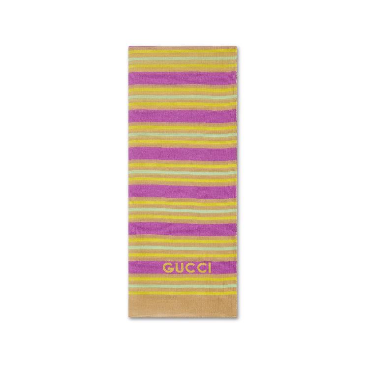 구찌 여성 스카프 숄 780411 3GC68 9888 Striped printed silk cotton scarf이끌라구찌