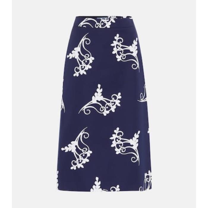 프라다 여성 스커트 Printed high rise cotton midi skirt P00461487이끌라프라다
