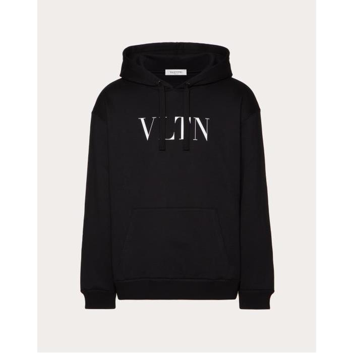 발렌티노 남성 후드티 후드집업 Hooded Sweatshirt With Vltn Print for Man in Black | Valentino GB VMF14F3TV_0NO이끌라발렌티노