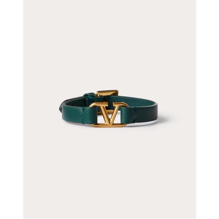 발렌티노 남성 팔찌 Vlogo Signature Calfskin Bracelet for Man in English Green | Valentino GB YJ0M67LMG_JS8이끌라발렌티노