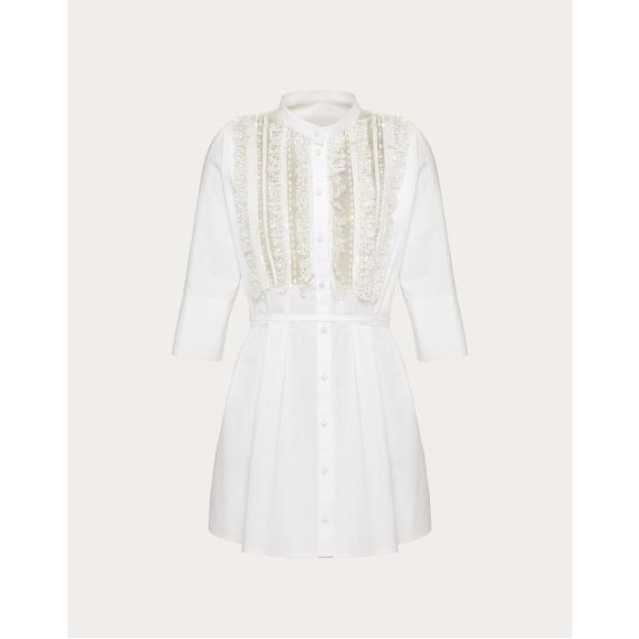 발렌티노 여성 원피스 Embroidered Cotton Popeline Dress for Woman in White | Valentino GB BVAZL85A6_001이끌라발렌티노